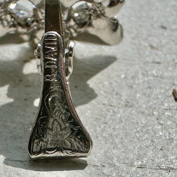 B David brand stamped rhinestone earrings. The earrings are clip-on style. - Picture 5 of 6